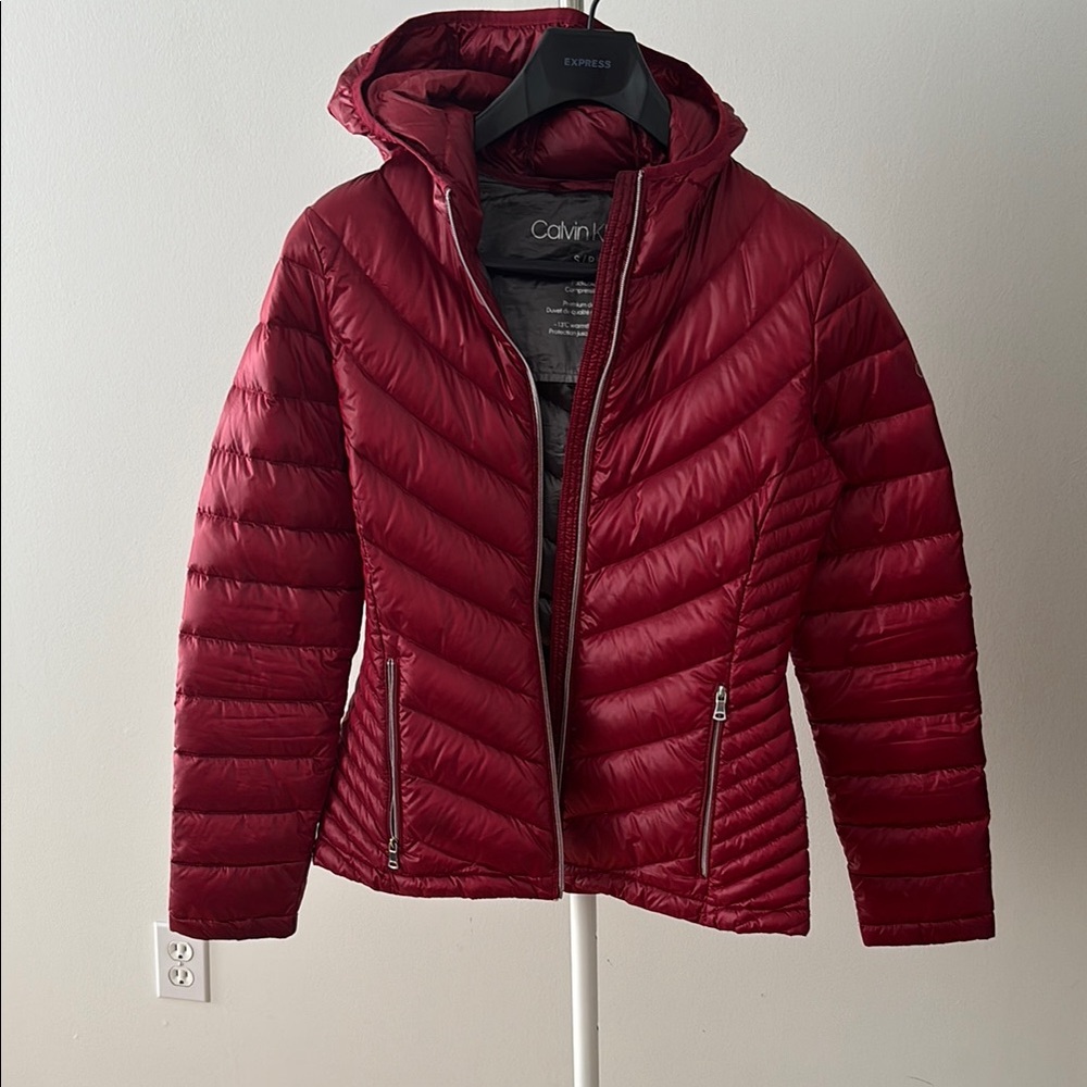Calvin Klein Women's Deep Red Down Jacket